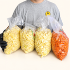 Promo rusa XL: 12 kg de papa en cubitos y 3 kg de zanahoria en cubitos, en bolsas presentadas juntas.